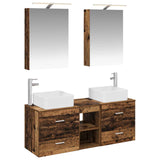 Bathroom Furniture Set 5 pcs Old Wood Engineered Wood and Glass 3406757