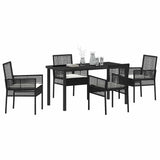Garden Dining Set with Cushion 5 pcs Black Poly Rattan 3379865