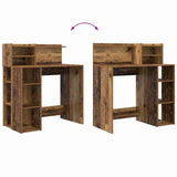 Desk with Shelf Old Wood 90 x 48 x 101.5 cm Engineered Wood 869528