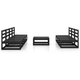 ZNTS 8 Piece Garden Lounge Set Black Solid Pinewood 3075353