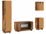 4 Piece Bathroom Cabinet Set EDE Old Wood Engineered Wood 3417907