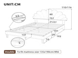4ft6 Double Upholstered Velvet Bed, with Adjustable Chic Petal Headboard, Velvet Platform Bed N652P169591