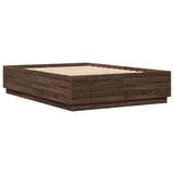 Bed Frame with LED without Mattress Brown Oak 150x200 cm King Size 3209610