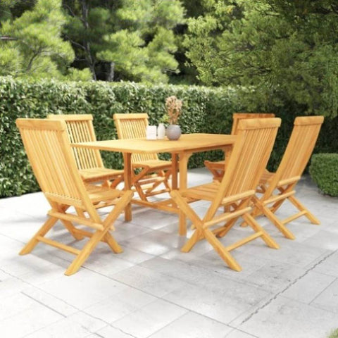 7 Piece Garden Dining Set Solid Teak Wood 3059594