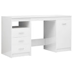 ZNTS Desk High Gloss White 140x50x76 cm Engineered Wood 3054786