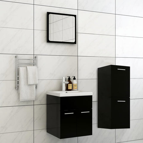 ZNTS Bathroom Furniture Set Black Engineered Wood 3071442