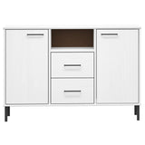 Sideboard with Metal Legs White 113x40x77 cm Solid Wood OSLO 351020