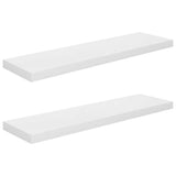 Floating Wall Shelves 2 pcs High Gloss White 90x23.5x3.8 cm MDF 323755