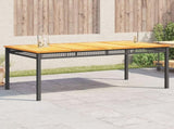 Garden Table Black 180x90x75 cm Poly Rattan Acacia Wood 366279