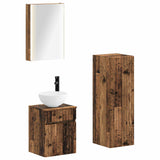 Bathroom Furniture Set 4 pcs Old Wood Engineered Wood and Glass 3407477