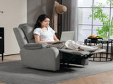 Microfibre Manual Reclining Armchair, with Footrest - Grey T3398P377942