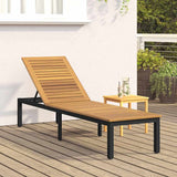 Sun lounger Reclining Black 200 x 55 x 35cm Solid Acacia wood 4010620