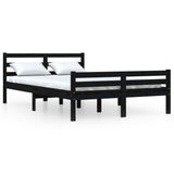 Bed Frame without Mattress Black Solid Wood 140x190 cm 814803