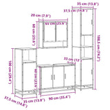 ZNTS 4 Piece Bathroom Furniture Set Brown Oak Engineered Wood 3301224