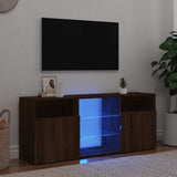 TV Cabinet with LED Lights Brown Oak 120x30x50 cm 815716