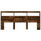 Headboard Cabinet with LED Smoked Oak 220x17x102 cm 839228
