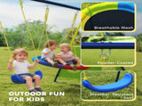 4-in-1 Kids Swing Set with Saucer Swing, Basketball Hoop and Football Goal, Outdoor Playground T3398P553239