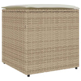 Cushion Box with Storage Beige 50 x 50 x 50 cm Poly Rattan 365412