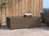 90 x 50cm Glass-Top Rattan Side Table - Brown T3398P327966