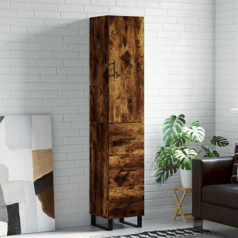 Highboard Smoked Oak 34.5x34x180 cm Engineered Wood 3198878