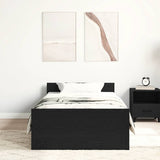Bed Frame without Mattress Black Oak 75x190 cm Engineered Wood 862312
