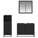 Bathroom Furniture Set 3 pcs Black Oak Engineered Wood 3402538