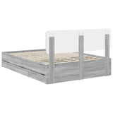 Bed Frame with Drawer Grey Sonoma 150 x 200 cm Engineered Wood 3412176