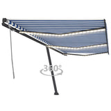 Manual Retractable Awning with LED 600x300 cm Blue and White 3069801