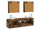 Bathroom Cabinet Set 5 pcs Smoked Oak Engineered Wood 3406675
