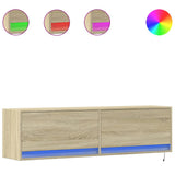 TV Wall Cabinet with LED Lights Sonoma Oak 140x31x38 cm 852371