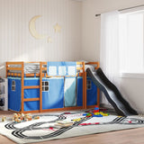 Bunk Bed without Mattress with Slide and Curtains Blue 90x200 cm 3284114