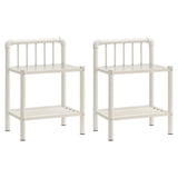 Bedside Cabinets 2 pcs White and Transparent Metal and Glass 325102