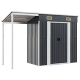 Garden Shed with Extended Roof Anthracite 277x107x181 cm Steel 364526