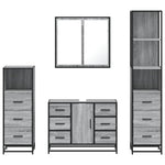 ZNTS 4 Piece Bathroom Furniture Set Grey Sonoma Engineered Wood 3301263