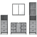 ZNTS 4 Piece Bathroom Furniture Set Grey Sonoma Engineered Wood 3301263