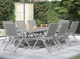 Garden Dining Set Grey Solid Acacia wood with grey wash finish 3079650