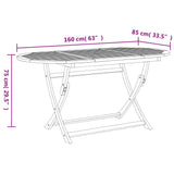 Folding Garden Table 160x85x75 cm Solid Wood Acacia 365746