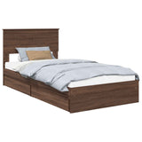 Storage Bed with Drawer Brown Oak 100 x 200 cm Engineered Wood 3410832
