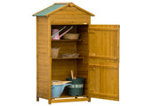 Wooden Garden Storage Shed Utility Gardener Cabinet w/ 3 Shelves and 2 Door, 191.5cm x 79cm x 49cm, T3398P328416