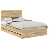 Bed Frame with Drawer Sonoma Oak 120 x 190 cm Engineer Wood 3412618