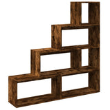Room Divider Bookcase 4-Tier Smoked Oak 143.5x29x143.5 cm Engineered Wood 857998
