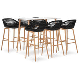 7 Piece Bar Set White and Black 3057448