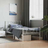 Metal Bed Frame without Mattress with Footboard White 90x190cm 355522