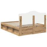 Bed Frame Artisian Oak 140 x 190 cm Solid Pine Wood 3413316