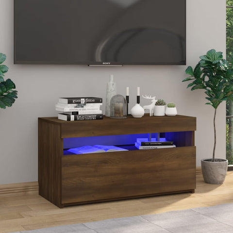 ZNTS TV Cabinet with LED Lights Brown Oak 75x35x40 cm 815127