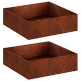 Garden Planter 2 pcs Rusty 80 x 80 x 30 cm Weathering Steel 8005077