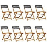 Garden Chair Set of 8 Black Solid acacia wood, PE rattan Medium 3214594