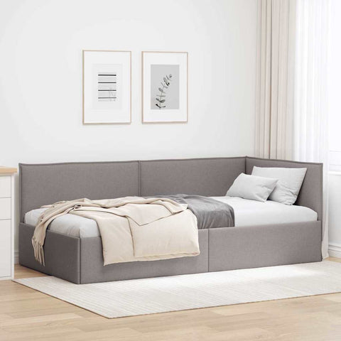 Corner Bed Frame with Headboard Taupe 80 x 200 cm Fabric 42016452
