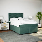 Box Spring Bed with Mattress Dark Green 140x190 cm Velvet 3290921