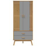 Wardrobe OLDEN Grey and Brown 76.5x53x172 cm Solid Wood Pine 358595